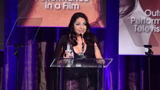 Veronica Falcón accepts the NHMC Impact Award for Outstanding Performance in a Television Series