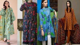 All over printed winter suit design/ Khaddar dress design/ Winter dress design ideas