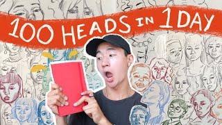 100 HEADS CHALLENGE in ONE day // drawing challenge + q&a 