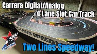 Carrera Digital/Analog 4 Lane Slot Car Track! Two Lines Speedway!