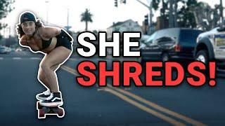 Demi Bagby Shreds Her Electric Skateboard (Miles Dual at the Beach)