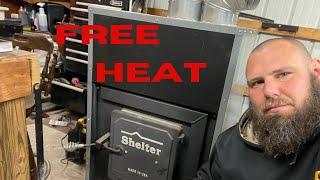 Free heat with shelter wood furnace in shop