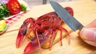 Yummy Miniature Grilled Lobster Recipe  Cooking Mini Seafood In Miniature Kitchen - ASMR Video