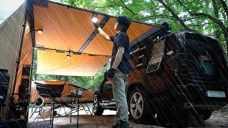  Relaxing Solo Camping in the Heavy Rain  Overnight in a Capsule Tent