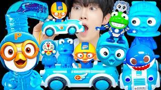ASMR ICE CREAM BLUE PORORO JELLY RECIPE PARTY 직접 만든 블루 뽀로로 꿀젤리 먹방 DESSERTS MUKBANG EATING SOUNDS
