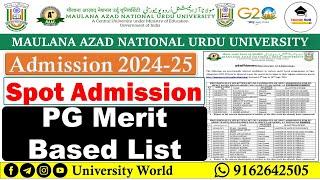 Manuu PG Merit Based Spot Admission List 2024 @UniversityWorld