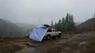 Tiny Truck Camping in a Rainy Windstorm