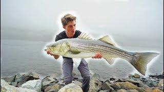 Most INSANE GIANT Striped Bass TOPWATER Fishing  -- (Striper Mayhem D.1)