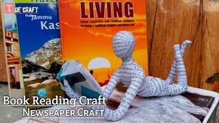 DIY | Paper mache book reading sculpture | Bookish craft | Book reading figurine