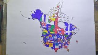 Drawing flag maps of US states and Canadian provinces | United States and Canada map drawing