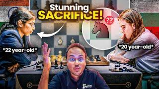 Vaishali's stunning piece sacrifice | Vaishali vs Salimova | Candidates 2024