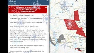 WIDESPREAD Weekend SNOWFALL WARNINGS Across British Columbia Interior!! Bitter Cold Coming!!