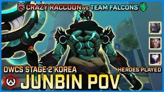 [ Junbin ] Crazy Raccoon vs Team Falcons | Playoffs | OWCS Korea Stage 2