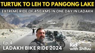 DAY 4 | Turtuk to Pangong via Leh 480 km Ride | Ladakh Bike Ride on Hunter 350