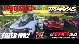 Traxxas 4tec 2.0 Corvette vs Kyosho Fazer MK2 Challenger SRT Part 2 BOOM!!