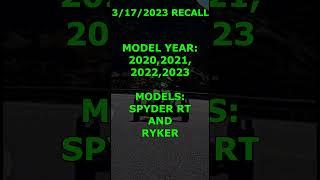 Can-Am Spyder - 2023 Recalls as of March 2023 #shorts #spyder #short #motorcycle #shortvideo