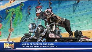 Artist Esmeralda Robles Paints Chopper The Biker Dog Mural