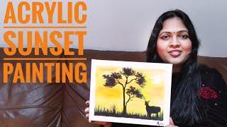 ::Easy Sunset painting for Kids and Beginners | Anu Lanish painting::