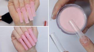 Trying Dip Powder on LONG Nails | Makartt Acrylic Powder