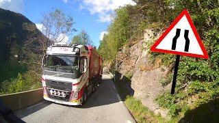 Relaxing Truck Ride on Narrow road in Norway - Along one of its fjords