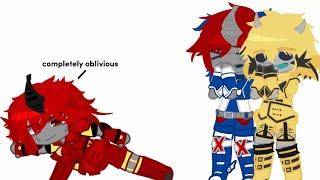 Stretching in a parking lot // Bumble Bee, SmokeScreen, KnockOut // TFP // Gacha // SWEARING//