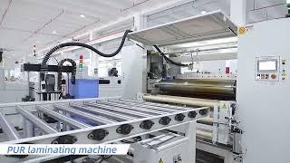 Automated coating machinery  large panel finishing PUR laminating machinery PURETE Machine Display