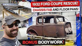 I Found a Rusty 1932 Ford Five Window Coupe! Hot Rod DIY Chassis, Floor Pans and Bodywork!