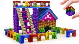 Challenge To Build A Dog House Outdoor Staircase From Magnetic Balls| ASMR Videos