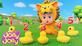 Five Little Ducks | Counting Ducks Song | Jolly Jolly - Learn and Play - Nursery Rhymes