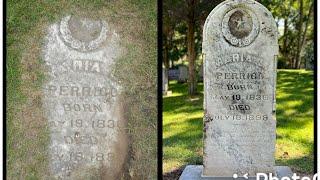 Start to finish restoration of Maria Perrigo’s headstone.