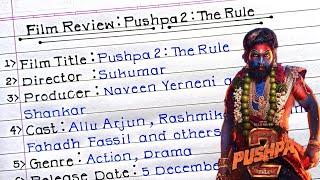 Pushpa 2: The Rule Film Review Writing Class 12|| Film Review Writing for class 12 on Pushpa 2||