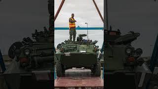 U S  Marines with 1st LAR Bn  load LAV’s for Exercise Predator’s Run 24