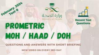 Feb 2024 Prometric Questions with Answers Test 8 for MOH, DHA, HAAD, and More #mohexam