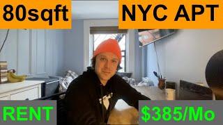 Tiny living in New York City- I live in an 80 sqft apartment for $385/month in downtown Manhattan.