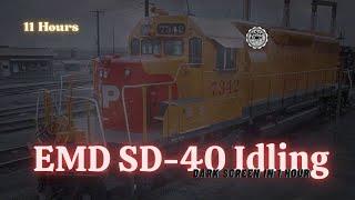  EMD SD-40 Idling ⨀ 11 Hours - Dark Screen in 1 Hour