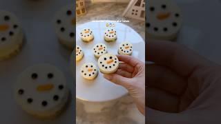 Snowman Cheesecake Bites ️ #christmas #baking