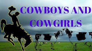 Cowgirls and Cowboys herding Cattle