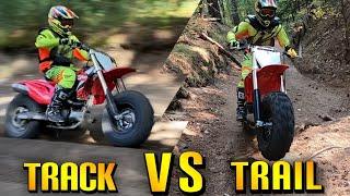 BIG WHEEL Dirt Bike Test - Moto TRACK VS TRAIL Riding