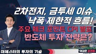 2차전지, 금투세 이슈 낙폭 제한적 흐름! 주요 체크 포인트 CPI 발표! 반도체 투자 전략은? #마제스터 #투자의기술 #투자전략 #2차전지 #반도체