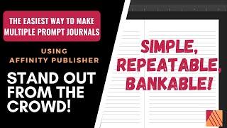 KDP Low Content Book Tutorial- How to Make a Prompt Journal Affinity Publisher. Sell More Books!