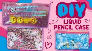 DIY - LIQUID GLITTER PENCIL CASE FROM CLEAR FILE - EASY AND CUTE CRAFT