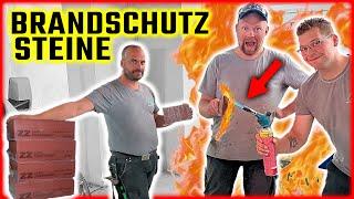 BRANDSCHUTZSTEINE MAUERN und FEUERPROBE mit Gasbrenner! | Home Build Solution