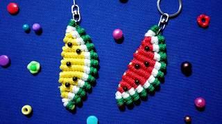 #Watermelon macrame keychain,gantungan kunci buah semangka tali kur,diy,pelangi shop