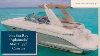 Sea Ray 34ft “Aplomado” yacht for Rent in Cancun, Mexico. Review and Interior.