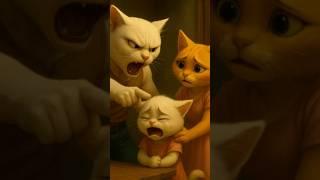 Heartless Father Abuses Kitten – Only Mother Stands to Protect!#SadCat  #cat #ai #short #cartoon