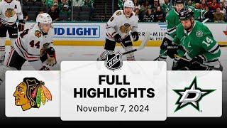 NHL Highlights | Blackhawks vs. Stars | November 07, 2024