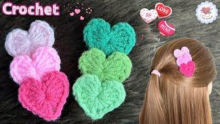 Valentine ️ Crochet Heart Hair Clip for Beginners/ ถักกิ๊บติดผมหัวใจ วาเลนไทน์