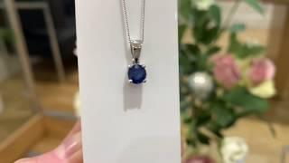 0.80 Carat Blue Sapphire Diamond Solitaire Pendant