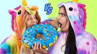 9 Dulces De Unicornio Buena vs Unicornio Mala / Dulces Gigantes y En Miniatura