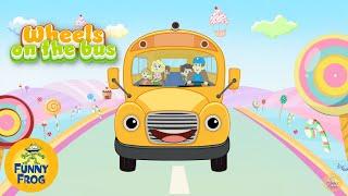 Wheels on the bus | Nursery Rhyme | Funny Frog